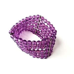 NWOT Wet Seal Purple Multi Layered Stacked Beaded Bracelet